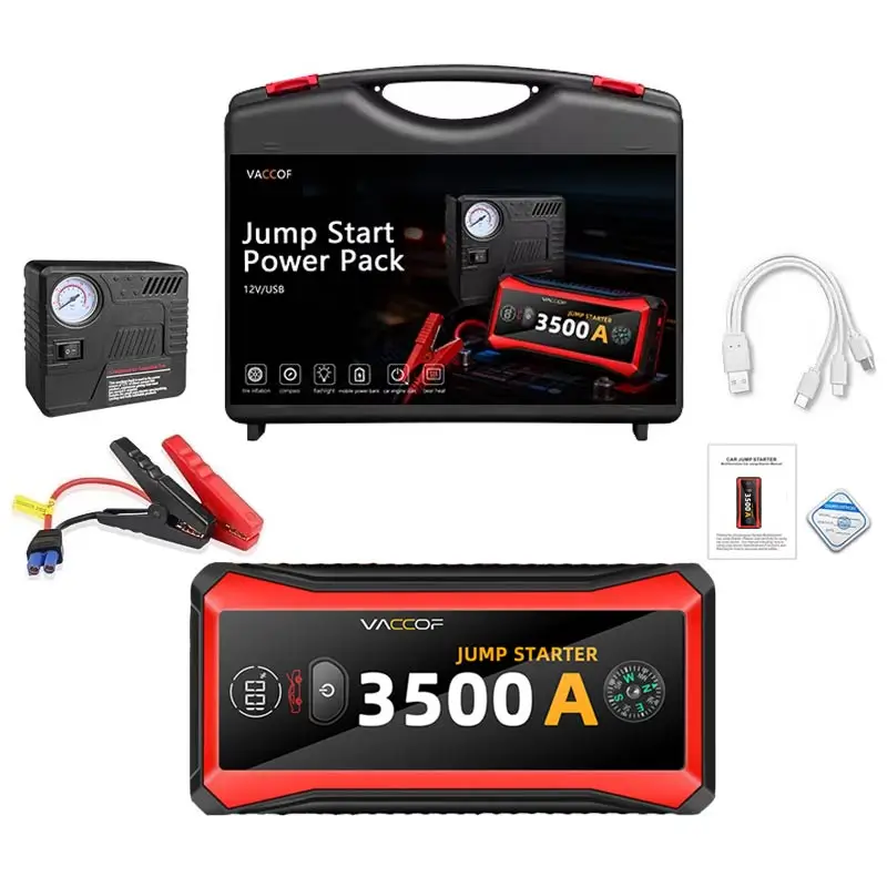 New Arrival 3500A Portable Car Battery Jump Starter 12V High Power Jump Starter Battery Pack Lithium Battery Booster Pack