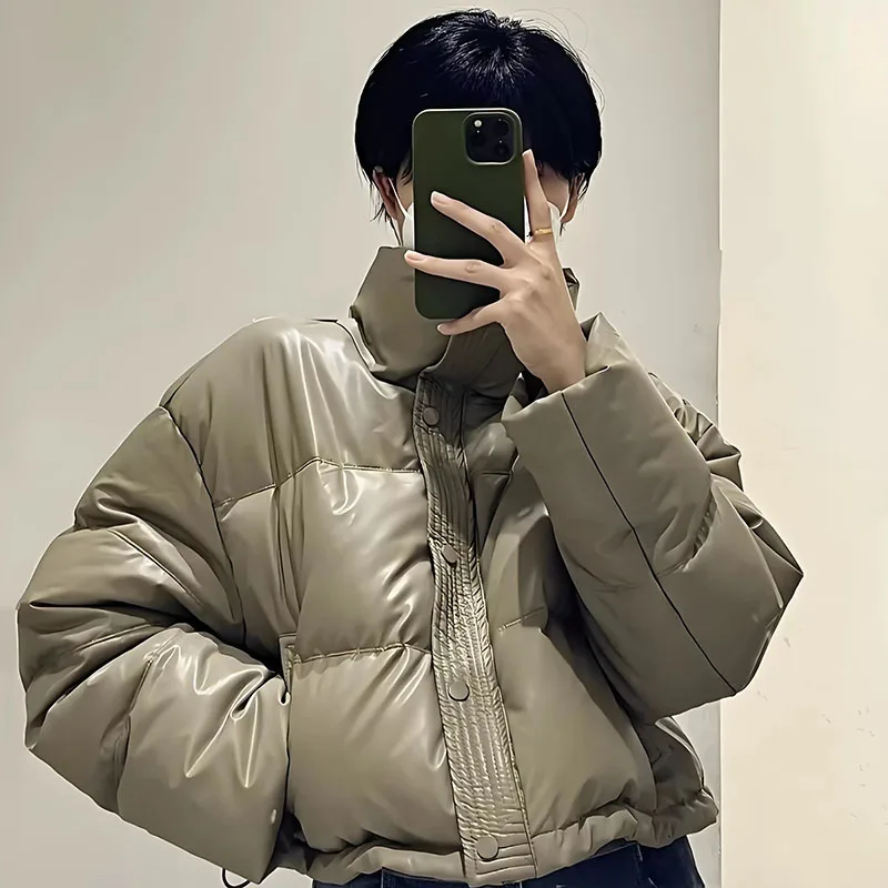 

Women's Thick Mock Neck Cotton-Padded Jacket Single-Breasted Casual down Coat with Pockets Warm Loose Short for Winter And Fall