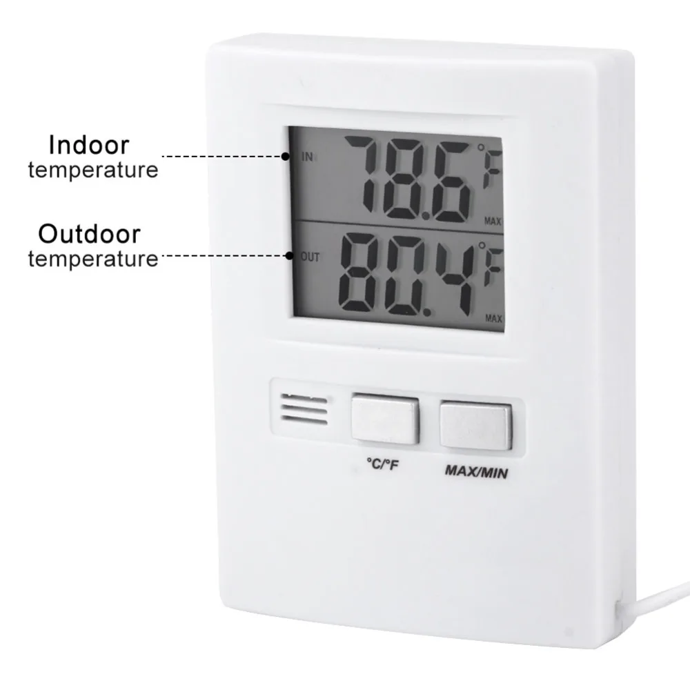 ABS Digital Thermometer High Precision Wired Sensor Indoor Outdoor Thermometer Digital Readout Battery Powered LCD Thermometer