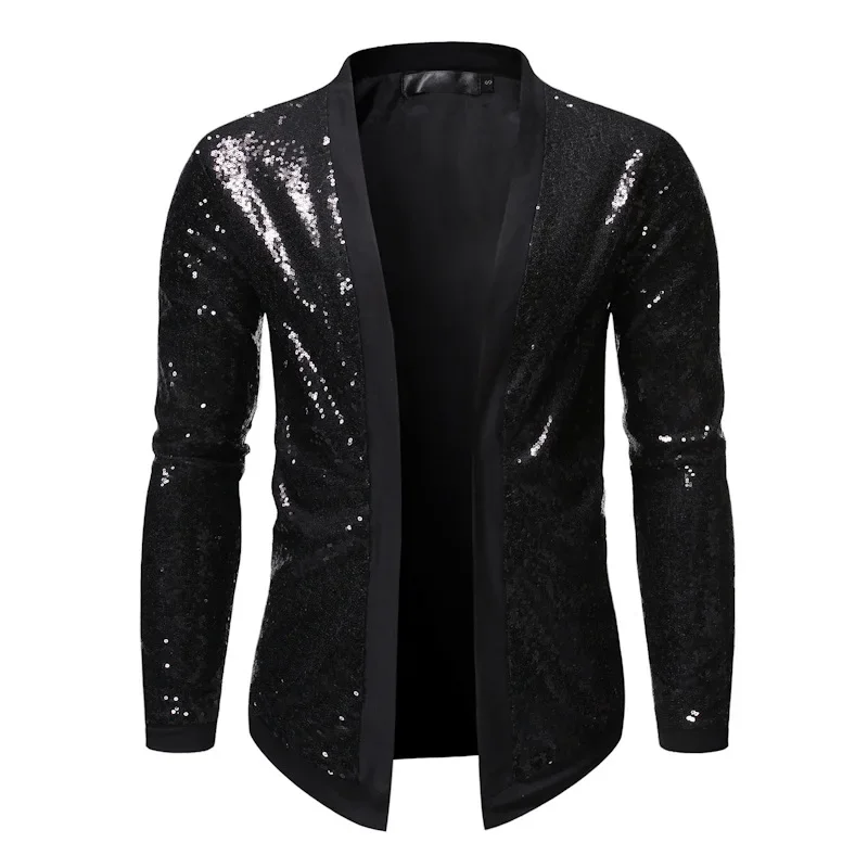 Shiny Gold Sequin Blazer Jacket Men New Slim Fit Cardigan Mens Blazers Nightclub Party DJ Stage Singer Dance Show Costume Homme