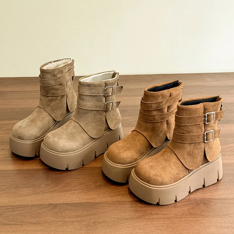 منصة النساء أحذية بوت قصيرة الشقق الجلد المدبوغ أحذية 2025 موضة تشيلسي حذاء من الجلد الشتاء أحذية المشي الراحة غير رسمية Mujer بوتاس #5