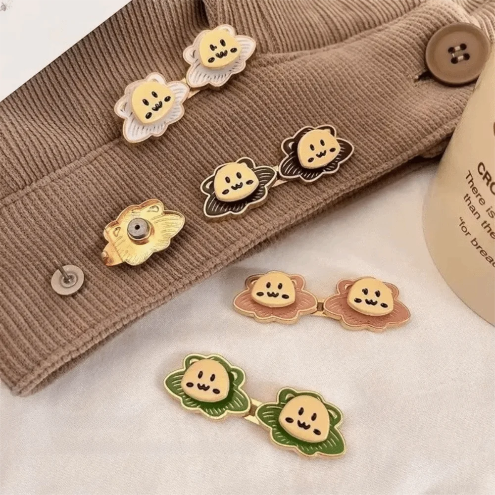 Lion Shape Flat-Base Jean Buttons Adjustable Portable Pant Waist Tightener Cartoon Special No-Sew Button Pins