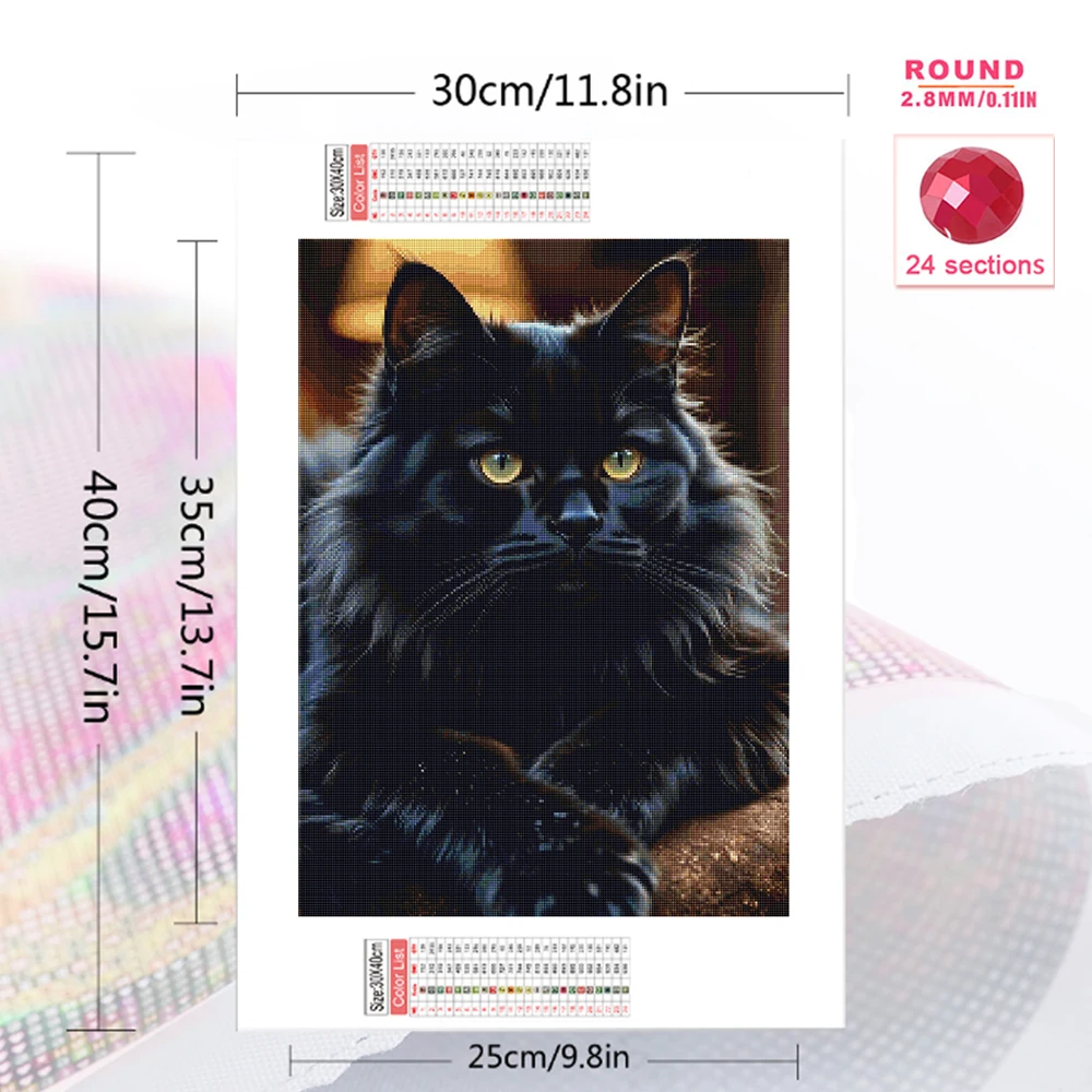 Momoart New Arrival Diamond Mosaic Black Cat DIY Diamond Painting Animal Craft Kit Picture of Rhinestones Wall Decoration