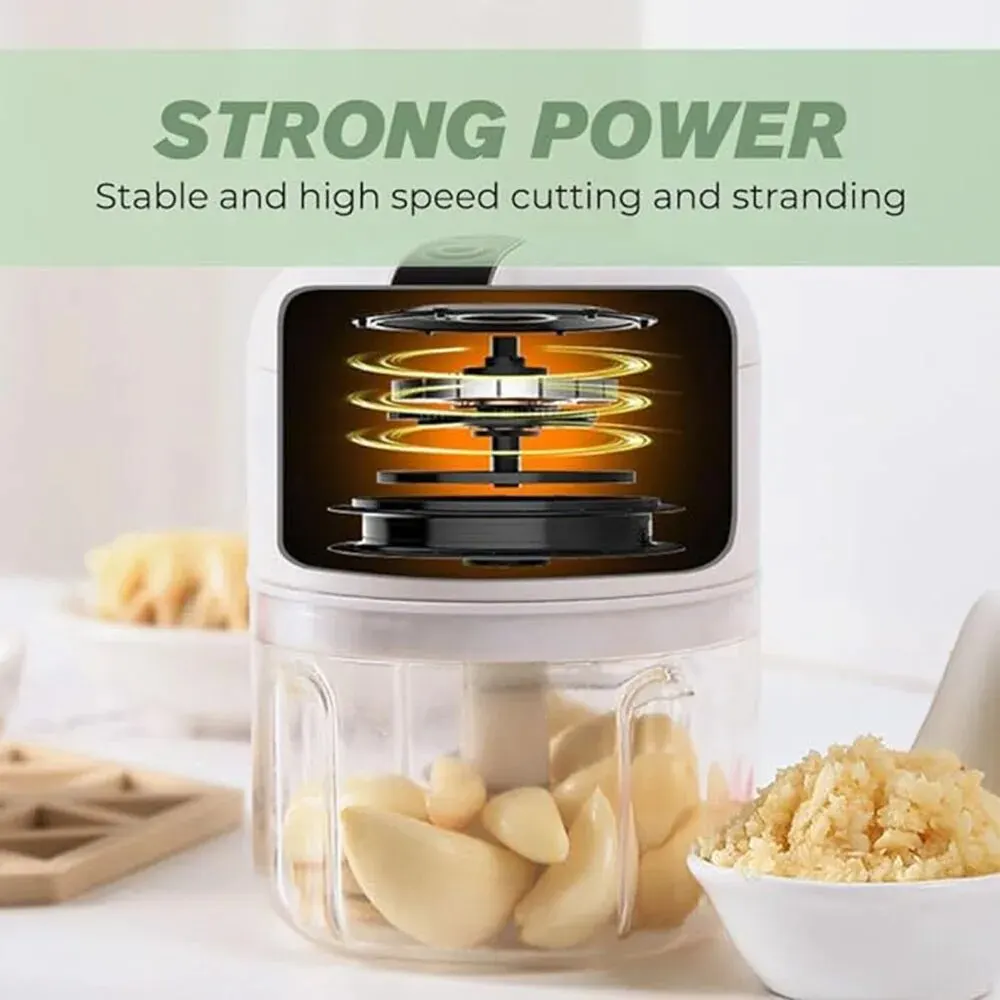 Electric Garlic Grinder, Mini Portable Veggie Chopper, Wireless Small Food Chopper Tool for Vegetable, Ginger, Chili, Meat