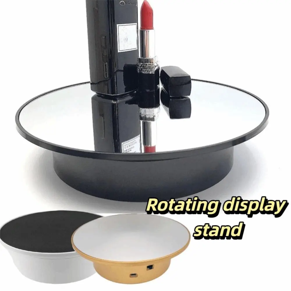 360-Degree Rotation Rotating Display Stand USB Powered Mirror Base Electric Display Cabinet Stable Load-Bearing