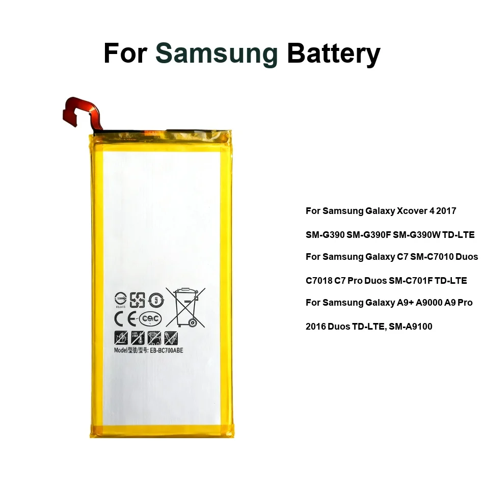 

EB-BA910ABE EB-BG390BBE For Samsung Galaxy a9+ C7 Xcover 4 TD-Lte SM-A9100 SM-C7000 Duos C7018 SM-c701f Lte Pro 2017 Battery