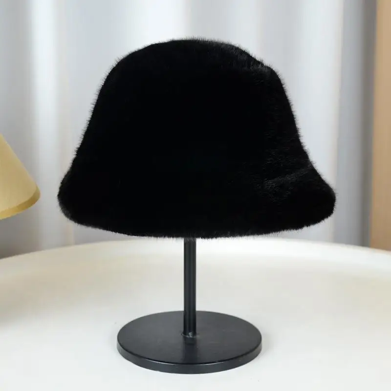 Fluffy Fur Women's Winter Hat Winter Snow Ski Cap Female Faux Fur Thick Warm Windproof Hat Russian Hat Mink Fisherman's Hat