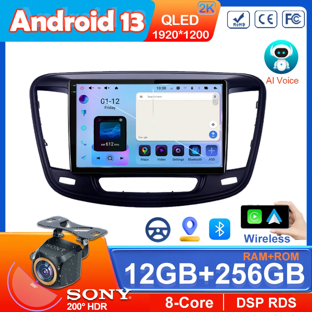 Android Auto Radio For Chrysler 200 200C 2015- 2019 Multimedia Video Player Carplay Stereo Navigation GPS  5G wifi BT No 2din