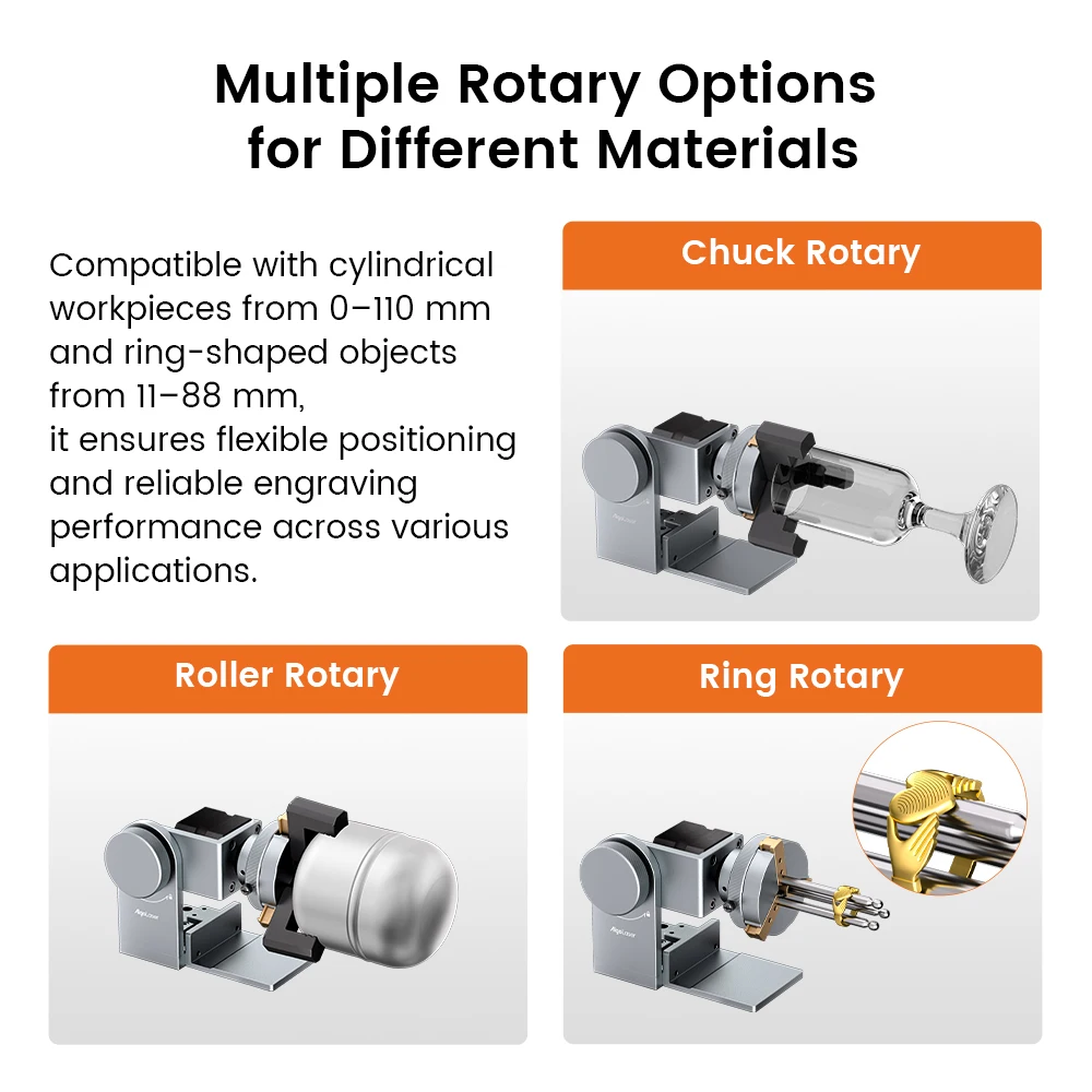 AlgoLaser ARC 2.0 3‑in‑1 Rotary Roller Module Ring Chuck Rotary Attachment for Laser Engraver Tumbler Mug Bottle Engraving DIY view 3