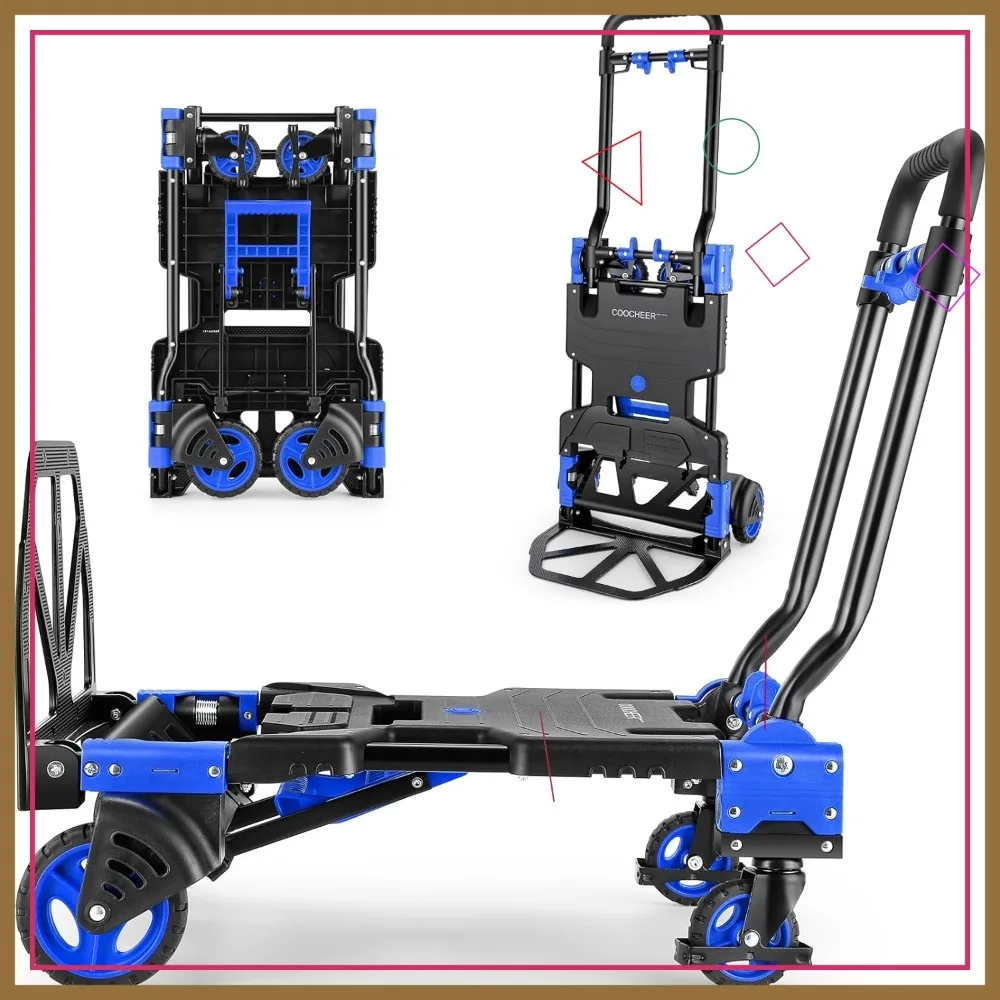 

Складная ручная тележка 330 фунтов, сверхмощная тележка-трансформер с выдвижной ручкой для перемещения офиса и дома