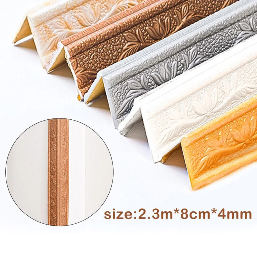 3D Tiles DIY Sticker Waterproof Skirting Sticker Border Decoration Multi-purpose 3D Foam Molding Trim Home Decoration