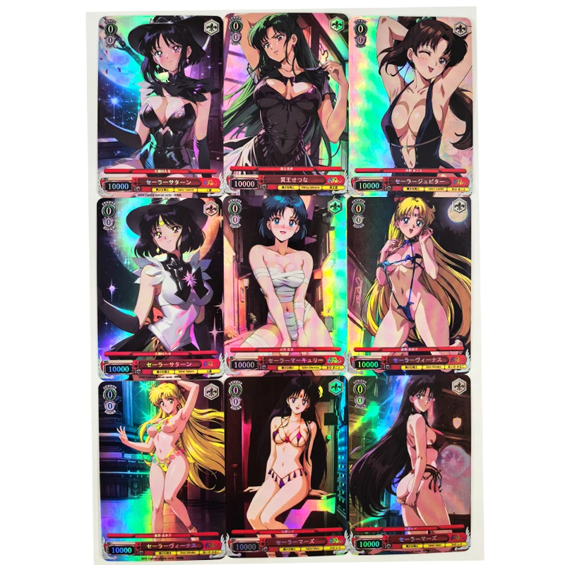

9pcs/set Beautiful Girl Warrior Swimwear ACG Sexy Toys Hobbies Hobby Collectibles Game Collection Anime Cards