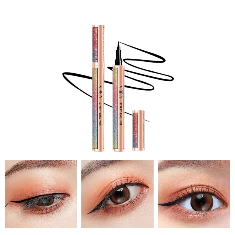 VIBELY バイラル防水星空アイライナーペン - 極細チップ、にじみにくい、長持ちする黒のリキッドアイライナー卸売