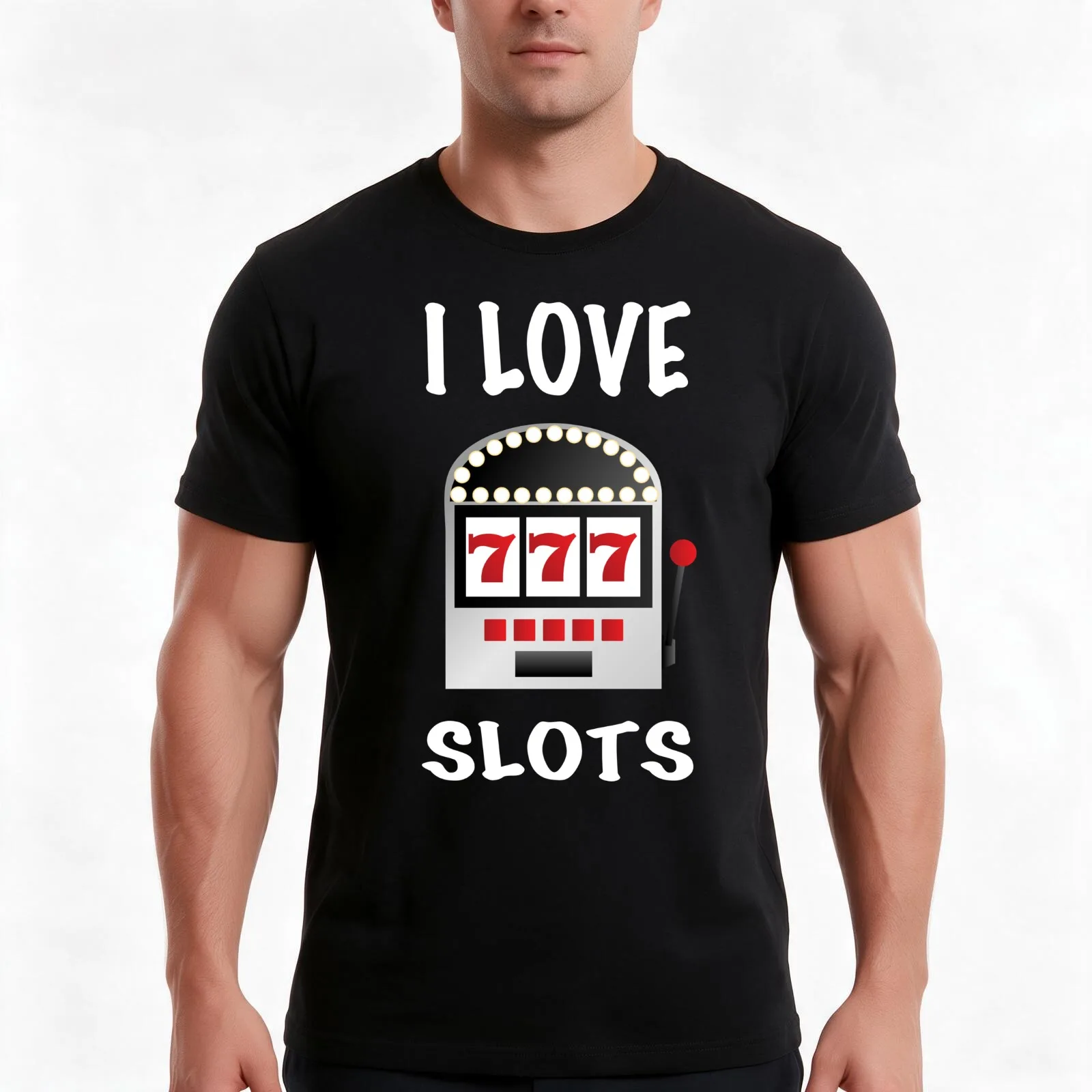 I Love Slots I Love Gambling T-Shirt Summer Casual Cotton Tee Oversized Streetwear Tops Vintage Graphic Print 100% Cotton