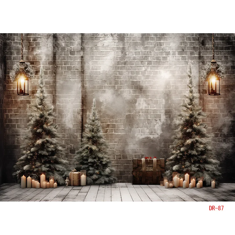 SHENGYONGBAO Christmas Day Fireplace Photography Backdrops Prop Window Living Room Interior Village House Theme Background DR-03