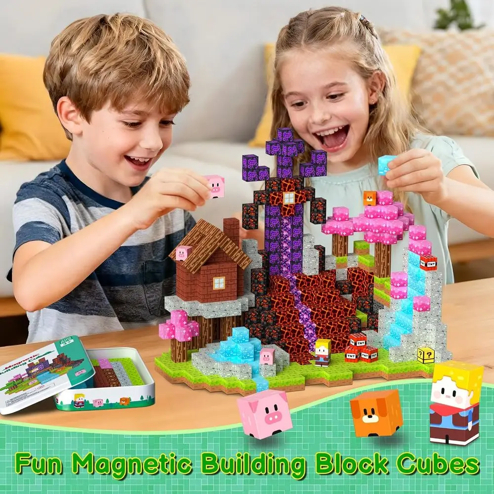 STEM Magnetic Building Blocks - 200-Piece Cube Set for Kids 3-12, Ideal Gift for Boys and Girls