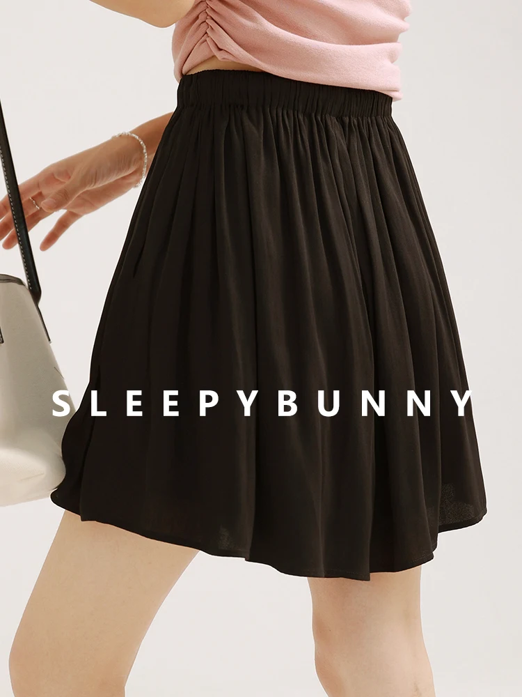Women Summer High Waist Skirt Shorts Loose Fit Lightweight Soft Fabric Pants Casual Slimming Comfy Wide Leg Pleated Culottes