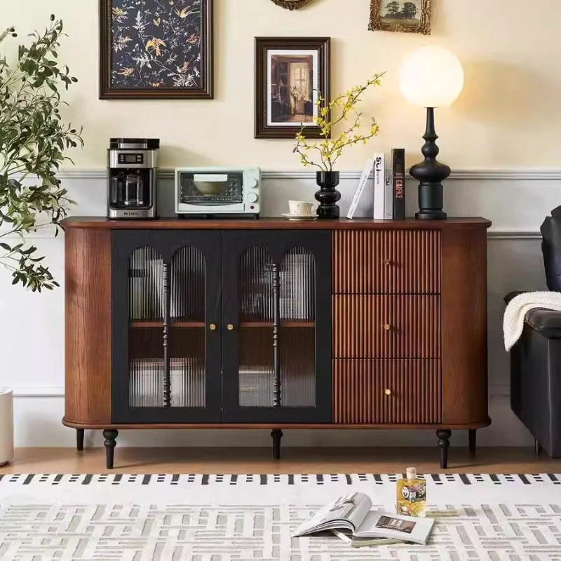 

Solid wood dining medieval locker storage cabinet long drawer cabinet living room