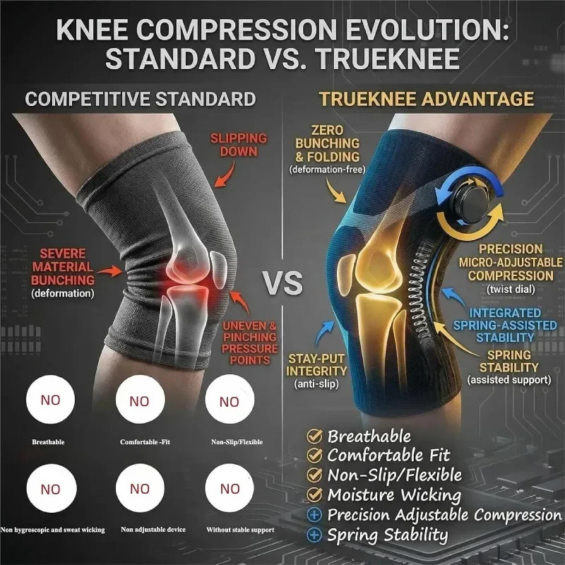 Intelligente Kniebandage mit Drehknopf, Patella-Gelkissen, Seitenstabilisator, Kompressionsunterstützung, Gelenkschmerzlinderung, Regeneration, für Heimfitness, Einzelstück – Detail 7
