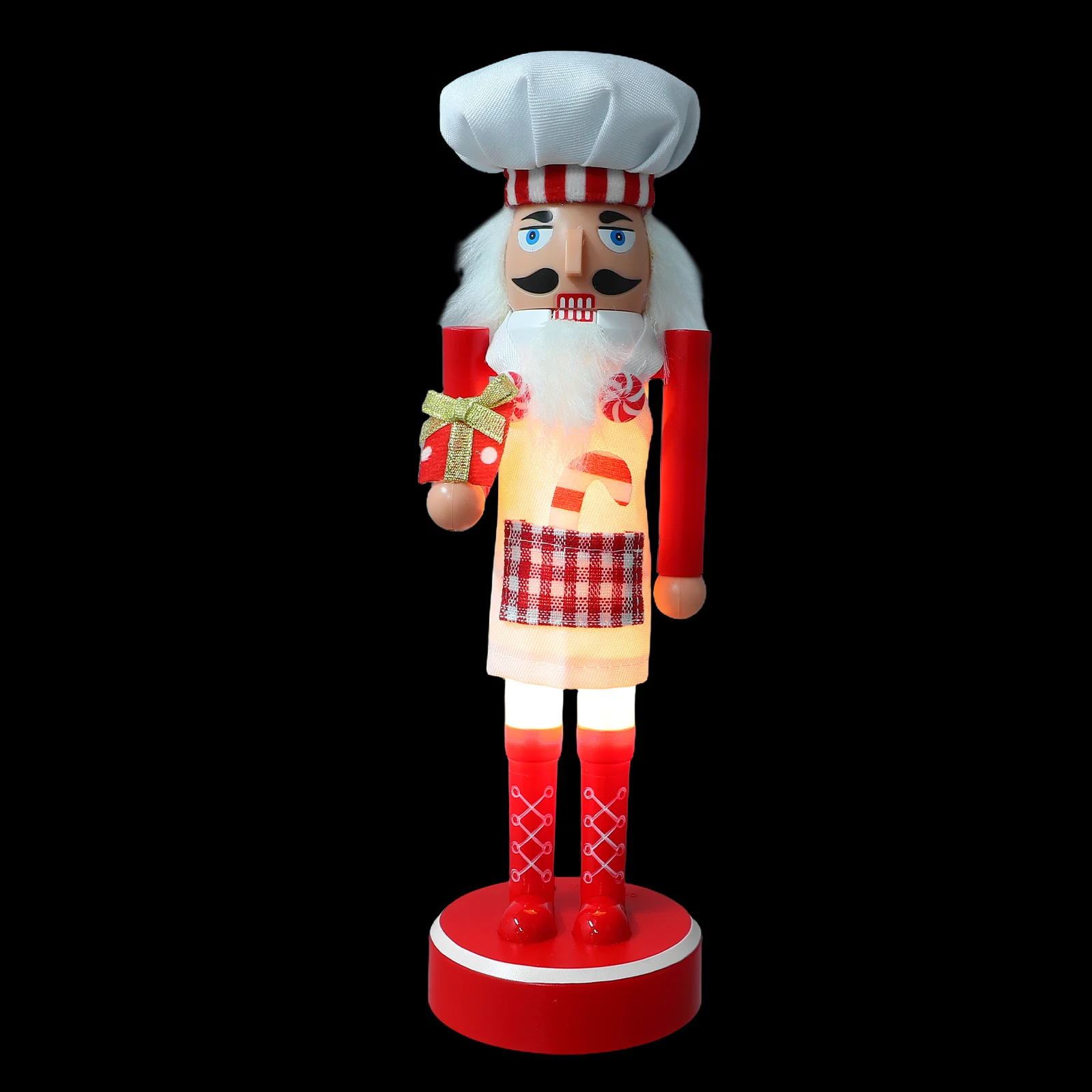 

1 set Lighted Nutcracker Soldier Chef Figure Christmas Decoration Mantel Tabletop Centerpiece Holiday Decor Puppet Xmas Kitchen