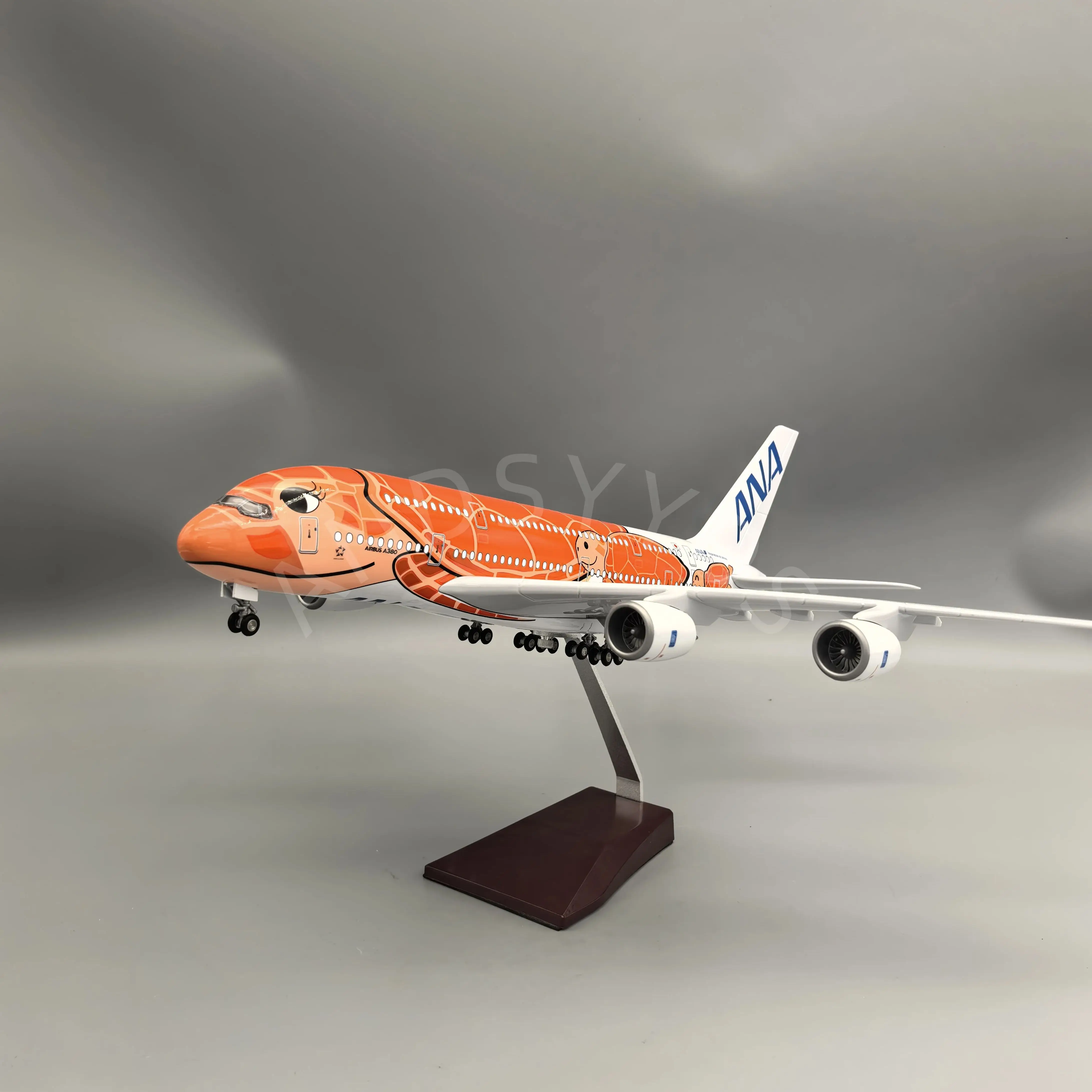 1/160 Scale Aircraft  A380 Air Japan ANA Airlines Orange Sea Turtle Airbus Model Diecast Aviation Enthusiasts Collectible Plane
