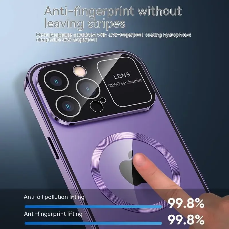 Metal Aluminum Alloy Magnetic Case For iPhone 14 13 12 Pro Max 360° Screen Lens HD Glass Magsafe Adsorption Protection Cover