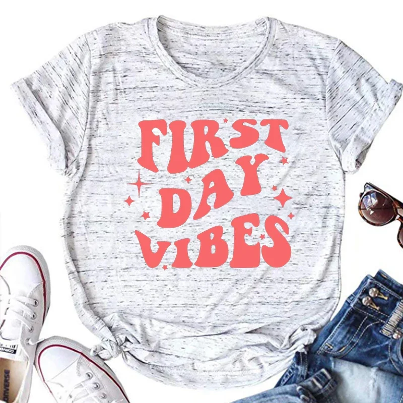 

First Day of Schoolgraphic T Shirts Teacher Sayings Tee Teacher Back To School Tops Harajuku Retro Clothes m