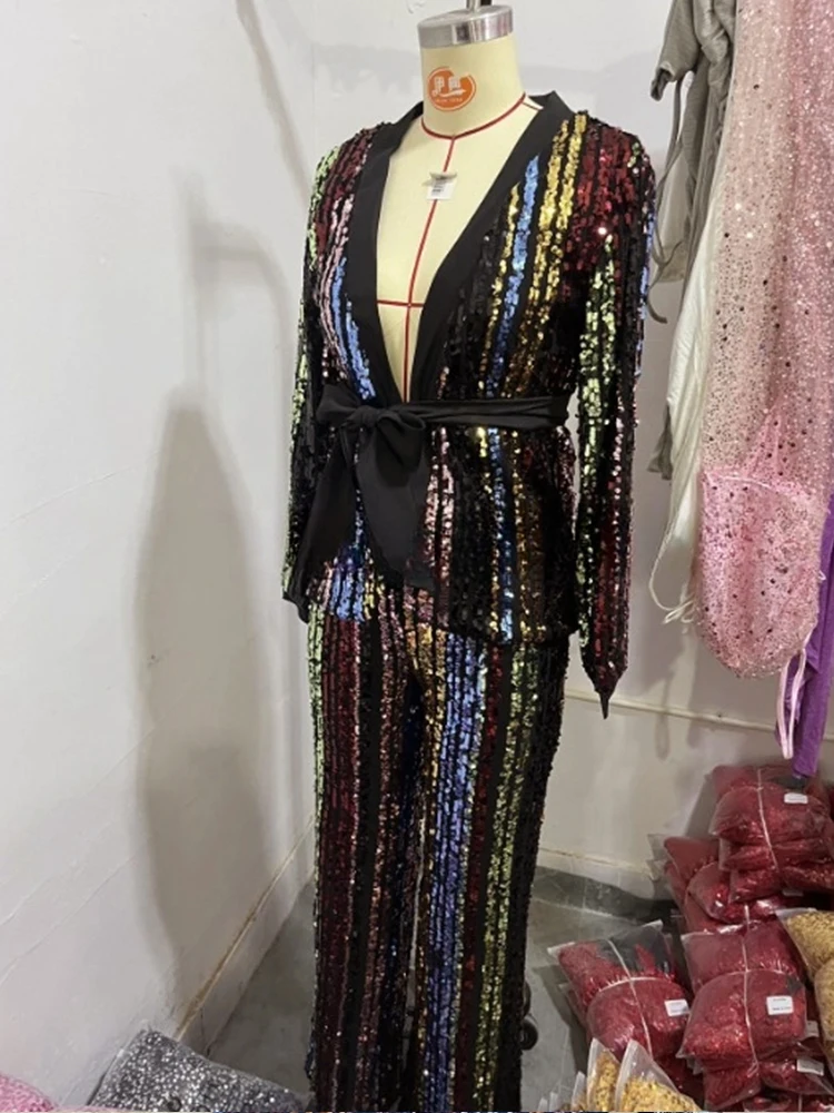 Maxi abito con paillettes alla moda per le donne abiti lunghi aderenti Slim a maniche lunghe lucidi abiti eleganti da donna Night Party Club con