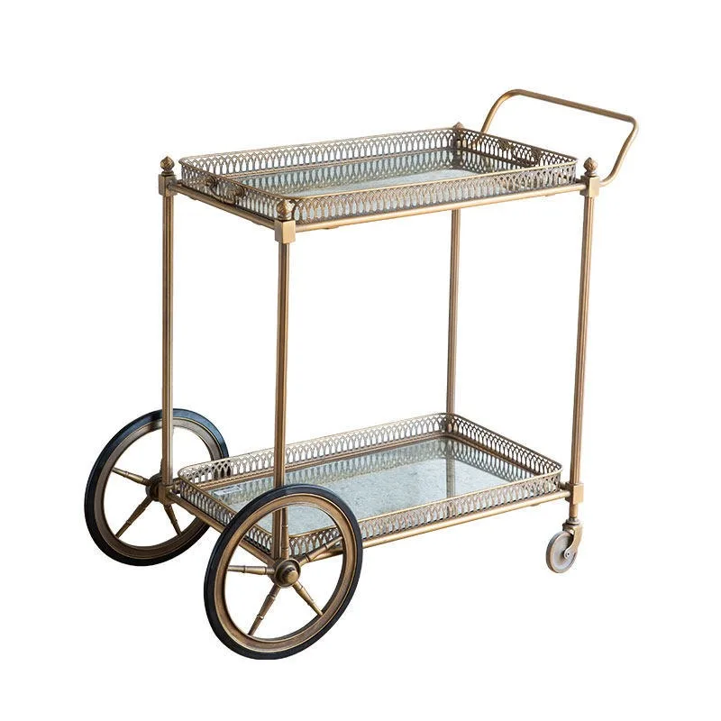 Home retro dining car, home living room snacks mobile cart commercial wine trolley remolque rueda carretilla четыре колесика
