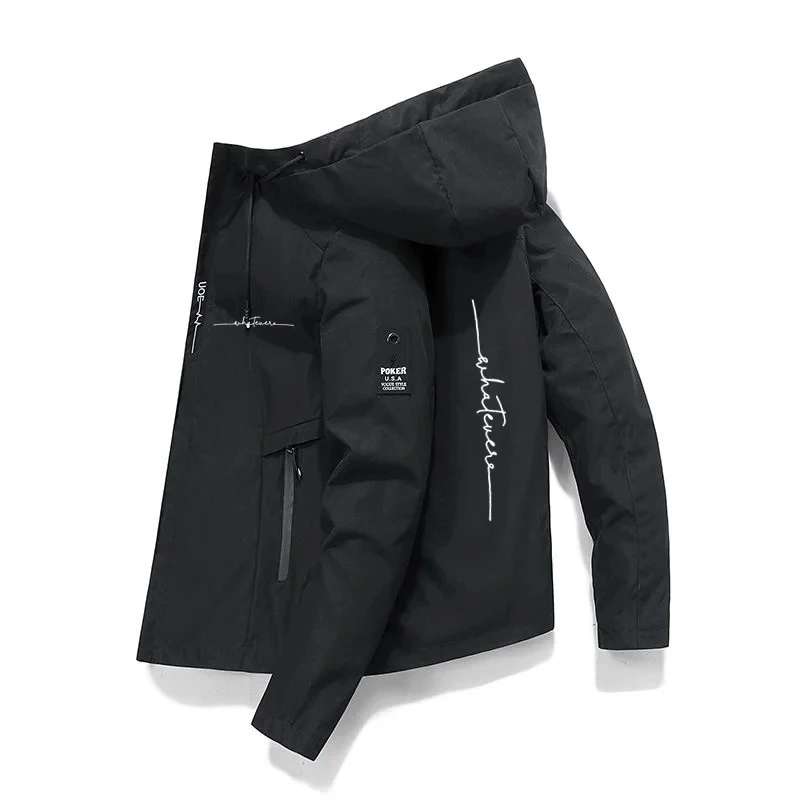 

2024 Spring and Autumn New Men's Letter Printed Zipper Casual High end Hoodie Fashion Street Sports Jacket