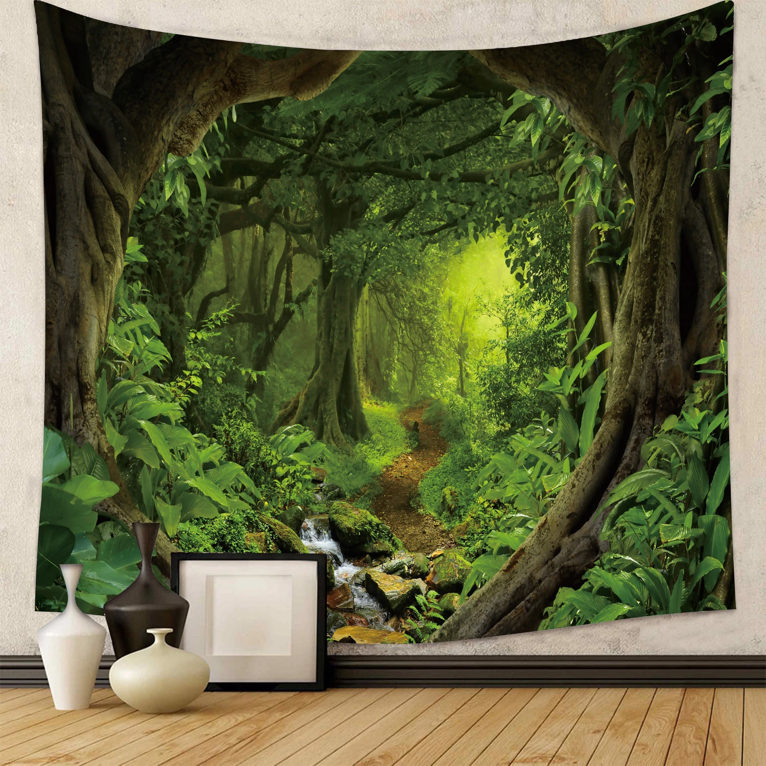 VIKAMA Galaxy & Waves Tapestry Wall Hanging, Polyester Fabric Wall Art for Living Room Bedroom