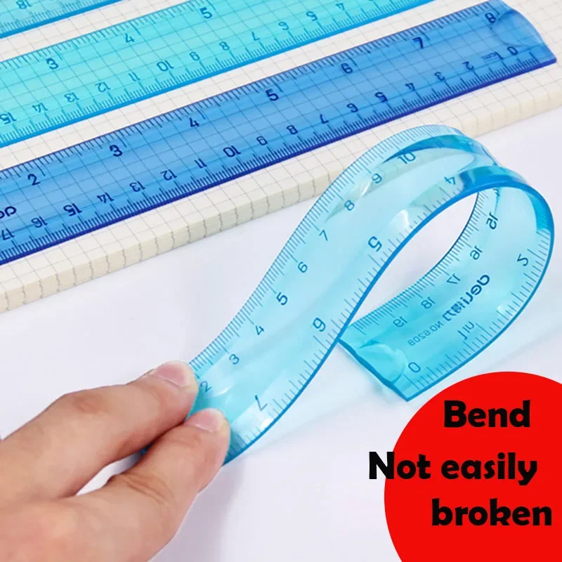 Regla Flexible de 20CM para estudiantes, Material Escolar, Material Kawaii, 1 unidad