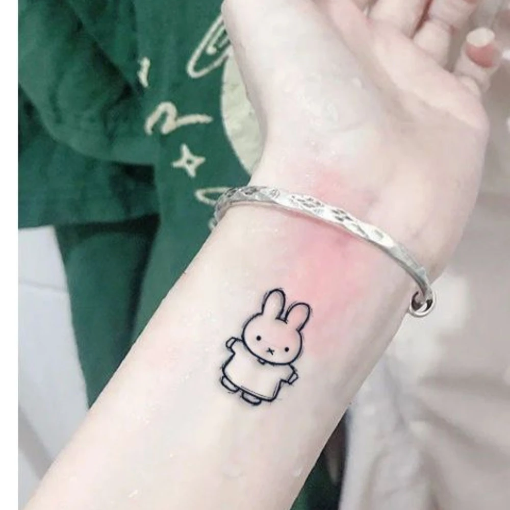 Miffy Bunny Herbal Semi-Permanent Tattoo Sticker Cute Rabbit Waterproof Long Lasting Fake Tattoo Non Reflective Realistic Body