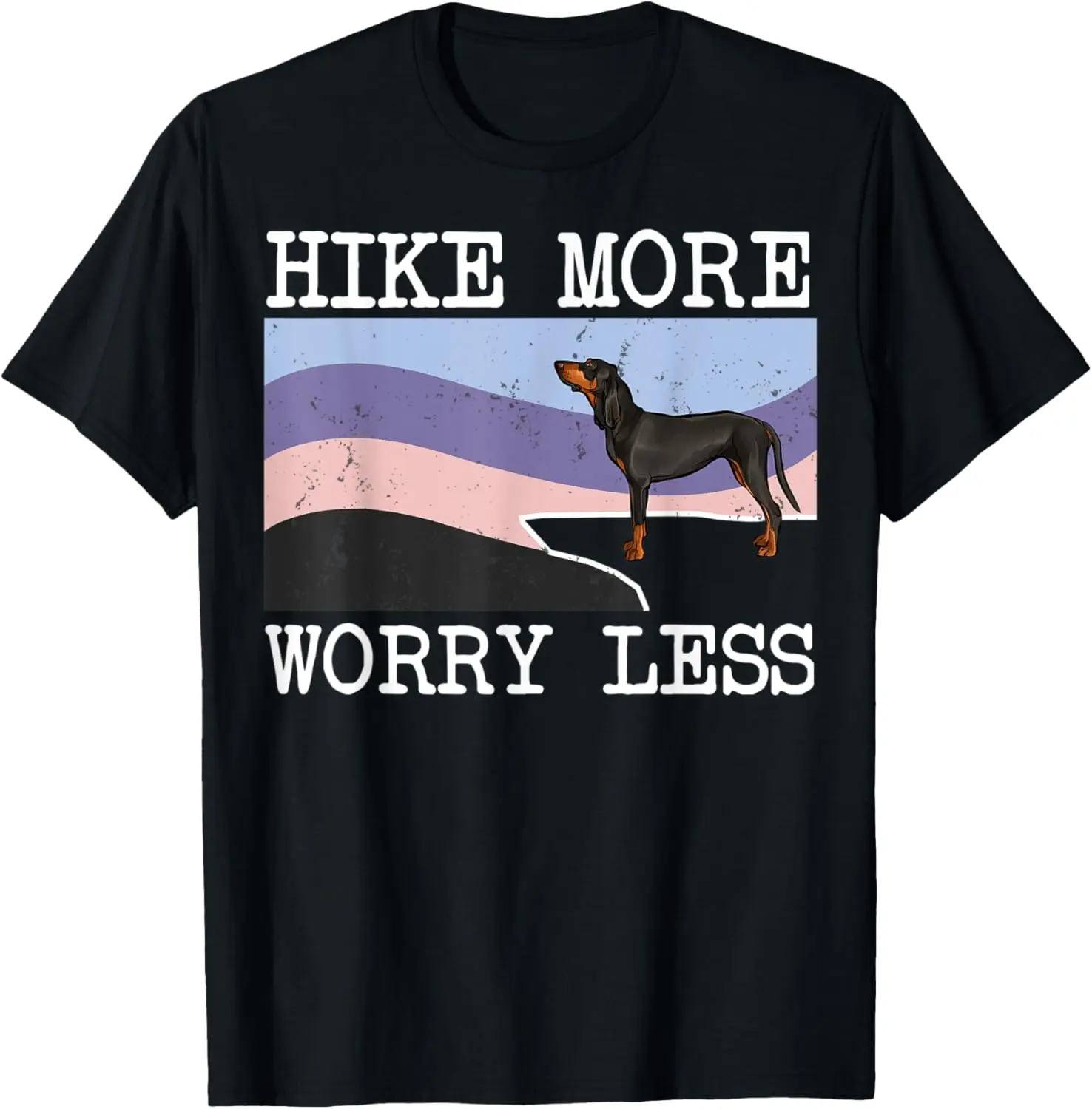 

Black and Tan Coonhound Hike More Worry Less Graphic Hiking T-Shirt