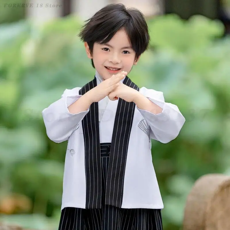 أزياء كيمونو يابانية تقليدية للأطفال ملابس الساموراي للأولاد سترة كيمونو مجموعات ملابس أداء مرحلة الأطفال #5