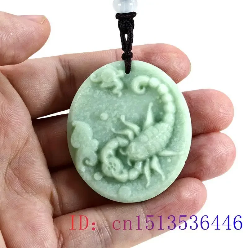 Jadeitowy wisiorek z skorpionem naszyjnik mężczyźni skorpion projektant Amulet naturalny chiński Vintage prawdziwa biżuteria prezent modny kamień — zdjęcie 4