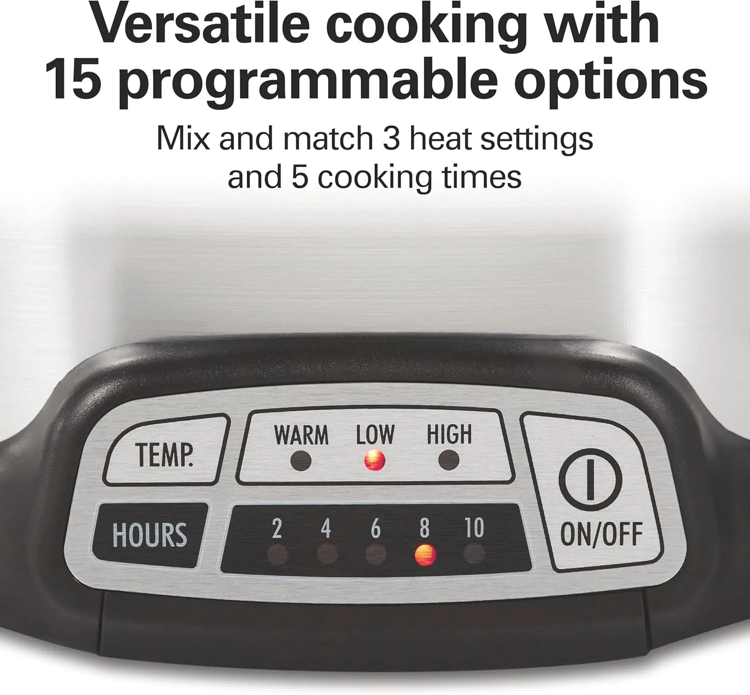 

7 Quart Programmable Slow Cooker With Flexible Easy Programming, 5 Cooking Times, Dishwasher-Safe Crock & Lid, Silver (33473)