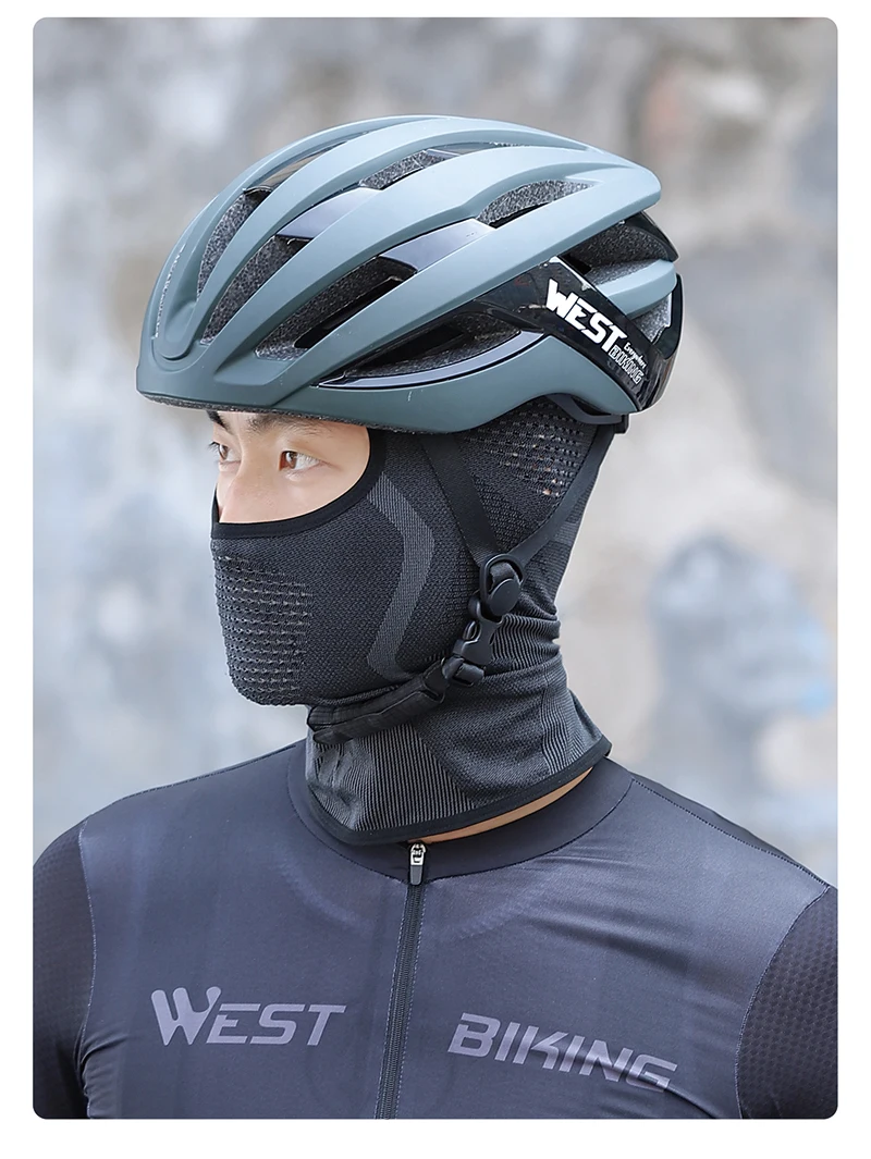 WEST BIKING Nahtlose Strick-Sturmhaube für Frühling und Herbst, atmungsaktive, winddichte Gesichtsmaske, UV-Schutz, Nackenwärmer für Radfahren und Motorradfahren – Detail 10