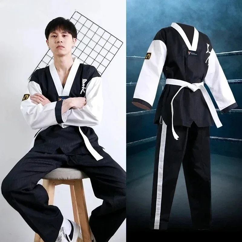 Adult Kid WTF Style Ribbed Taekwondo Polycotton Suit Dobok Martial Art Athletics