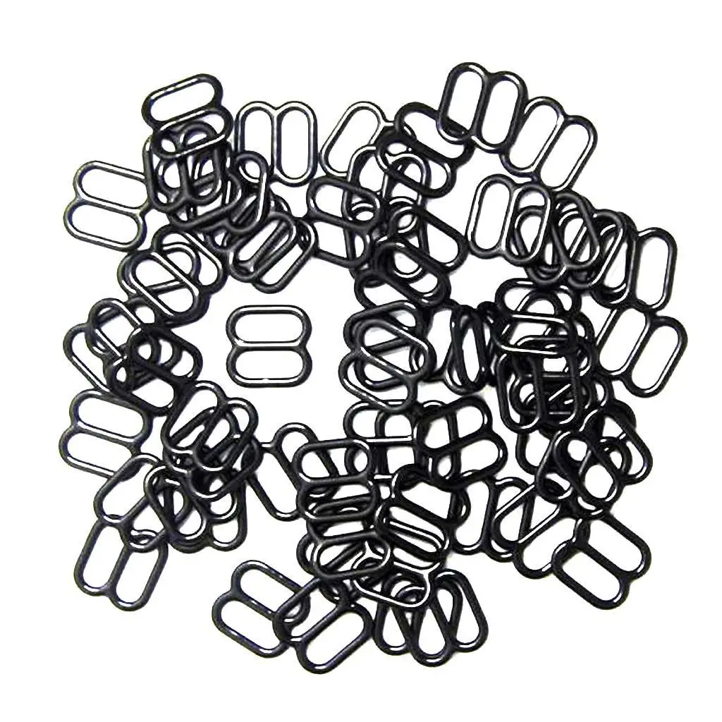 4-6pack 100x Metal Bra Lingerie StrapS Sewing Clip Hook Slider Black 8mm