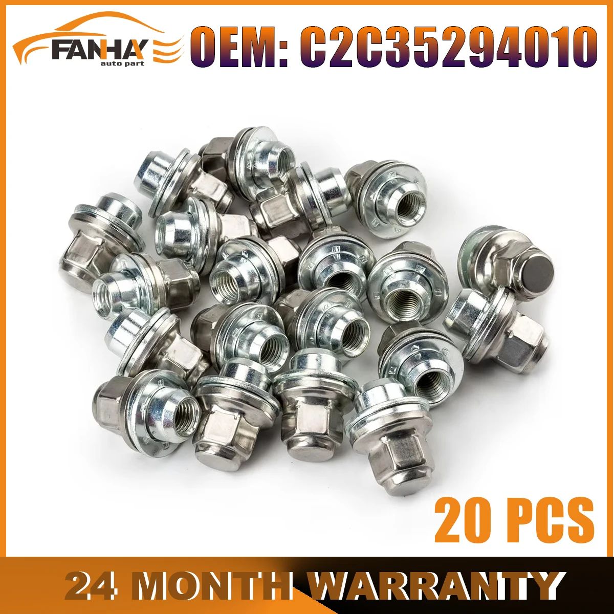 20x New Car Wheel Lug Bolt Stud Nut OEM # C2C35294010 M12x1.5 for Jaguar S-Type X-Type XJ XJR XF 1999-2011 Auto Parts