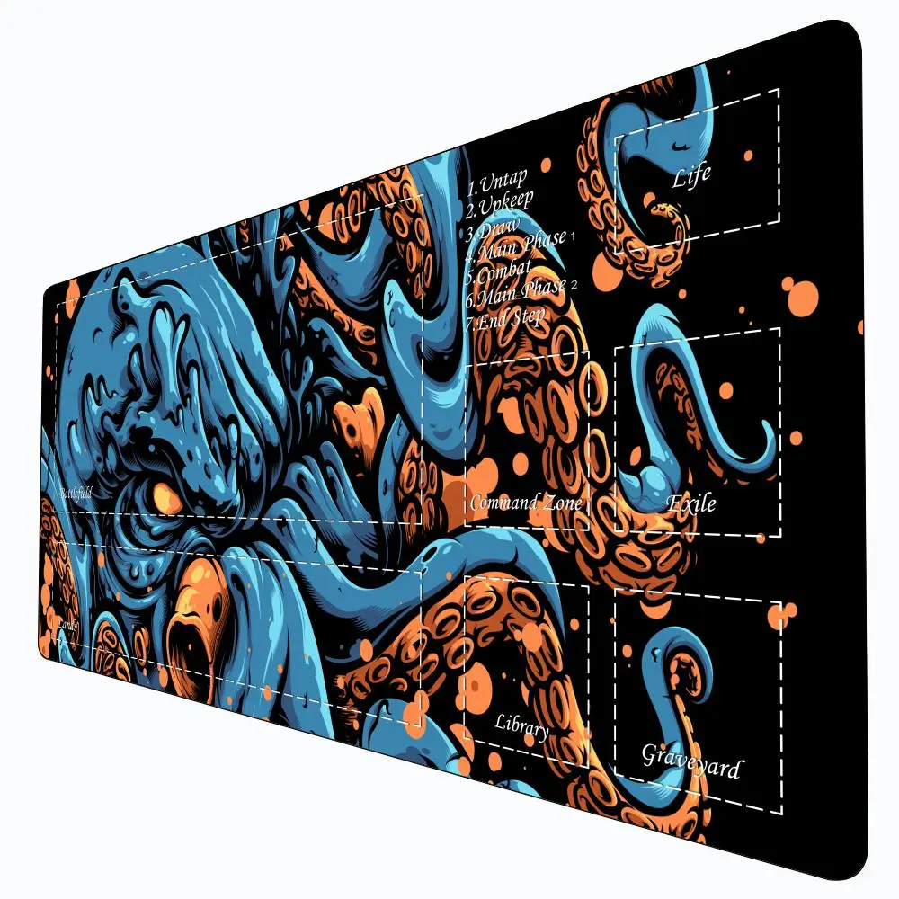 

Giant octopus anime Magic Card Battle Game Mat with zone mtg playmat desk mat Commander Playmat suitable for family gatherings