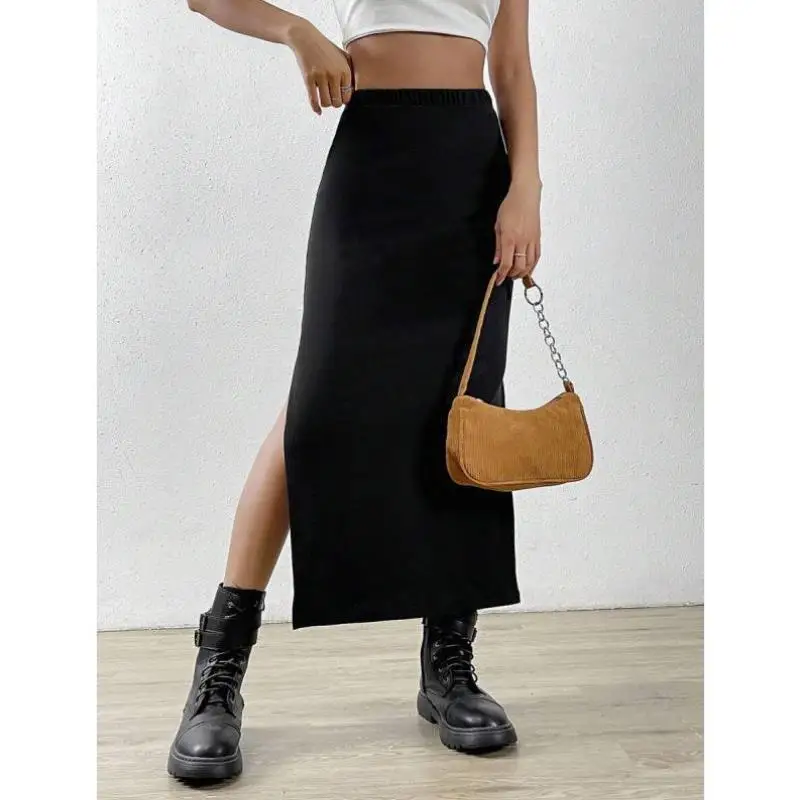 

Casual Pure Color Split High Waist Skirt for Men Spring Summer New Arrival Ciwalk Vintage Sle Nine Points Pants