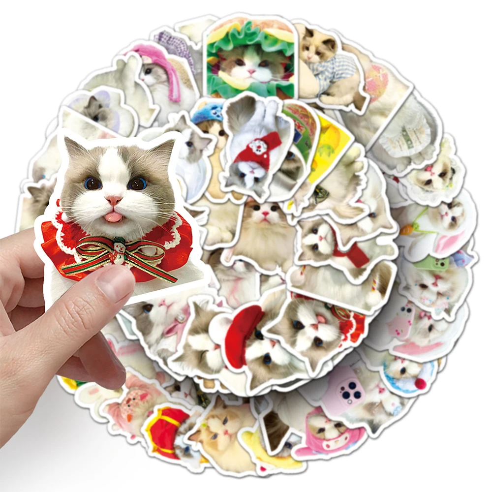 10/30/50pcs Cute Ragdoll Cat Cartoon Stickers Kawaii Graffiti Decals Waterproof DIY Phone Case Notebook Luggage Sticker Packing