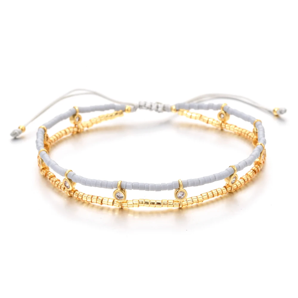 Boho Crystal Gold Color Tiny Dainty Bracelet For Fashion Women Colorful Design Summer Jewelry Miyuki Delica Bead Handmade