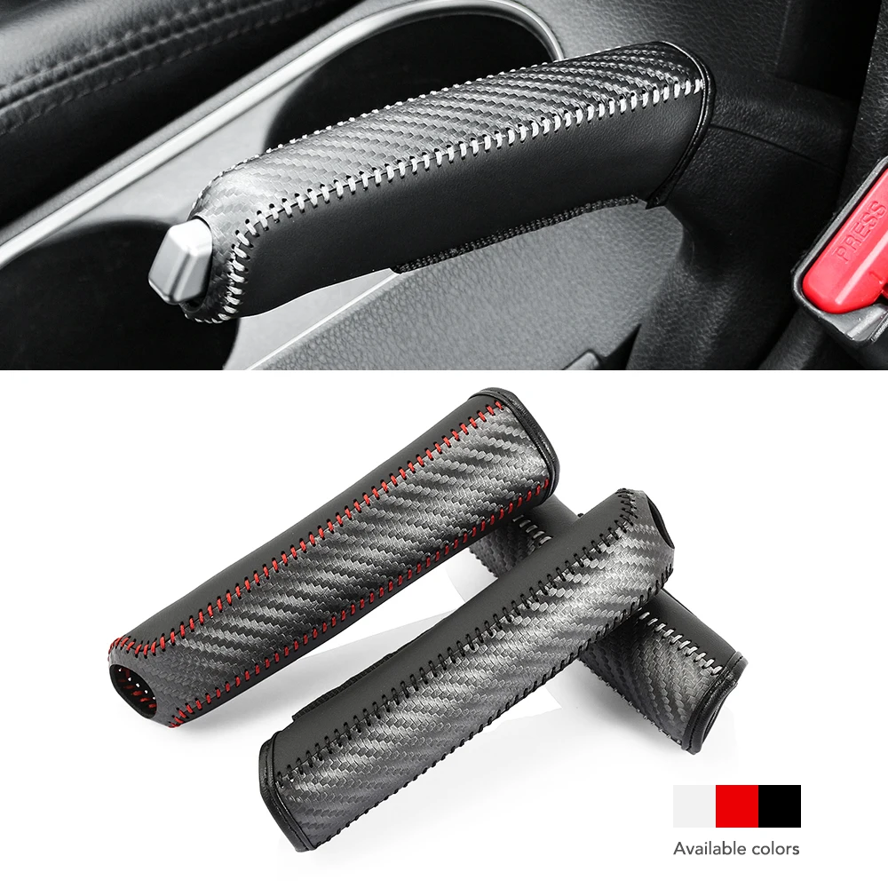 Carbon Fiber Style Leather Gears Handbrake Cover for Nissan Juke Tiida Teana GTR 350Z 370Z 240SX Qashqai ALTIMA KICKS