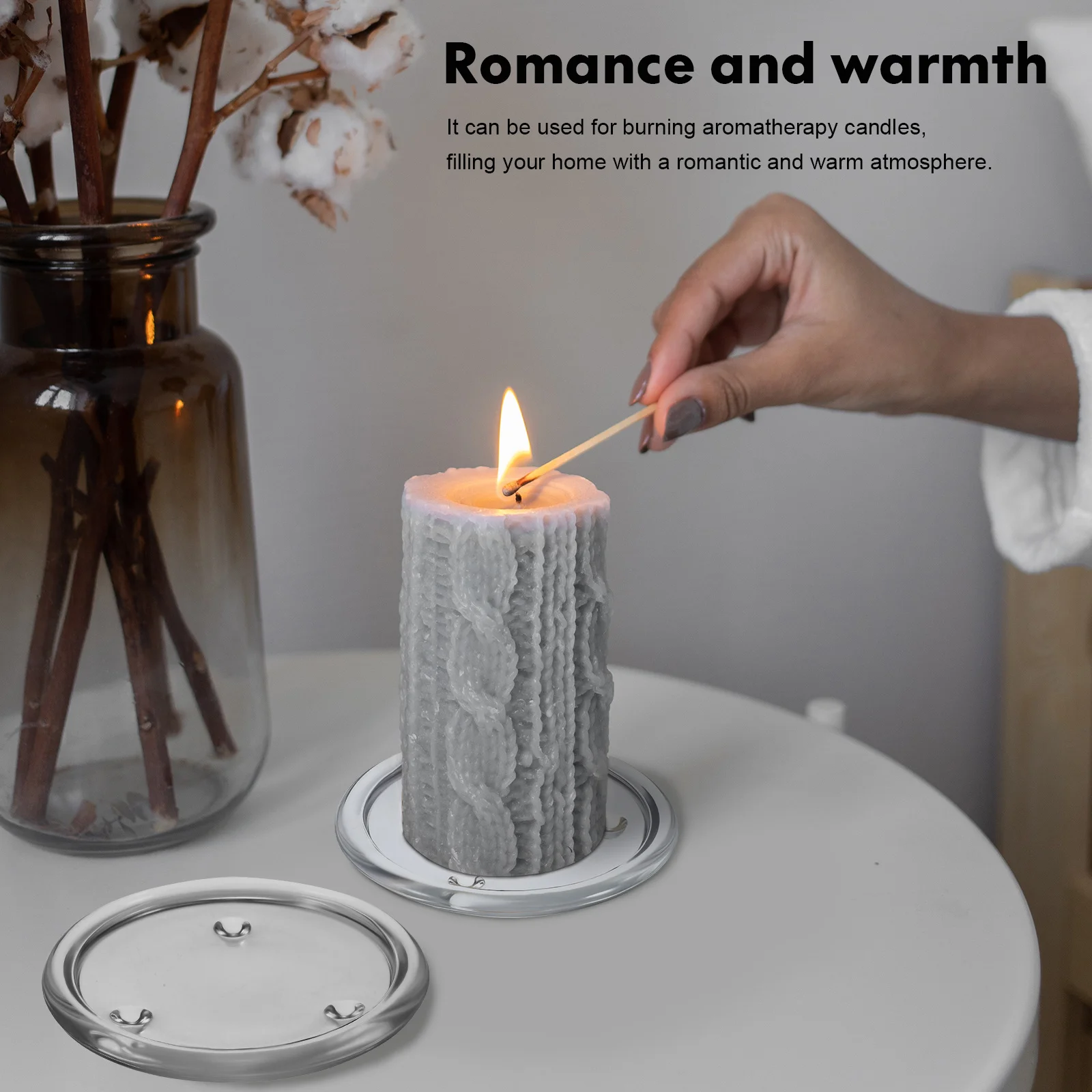 

2Pcs Round Glass Holder Tray Transparent Plate 10cm Diameter Wedding Banquet Home Decor Home Decoration