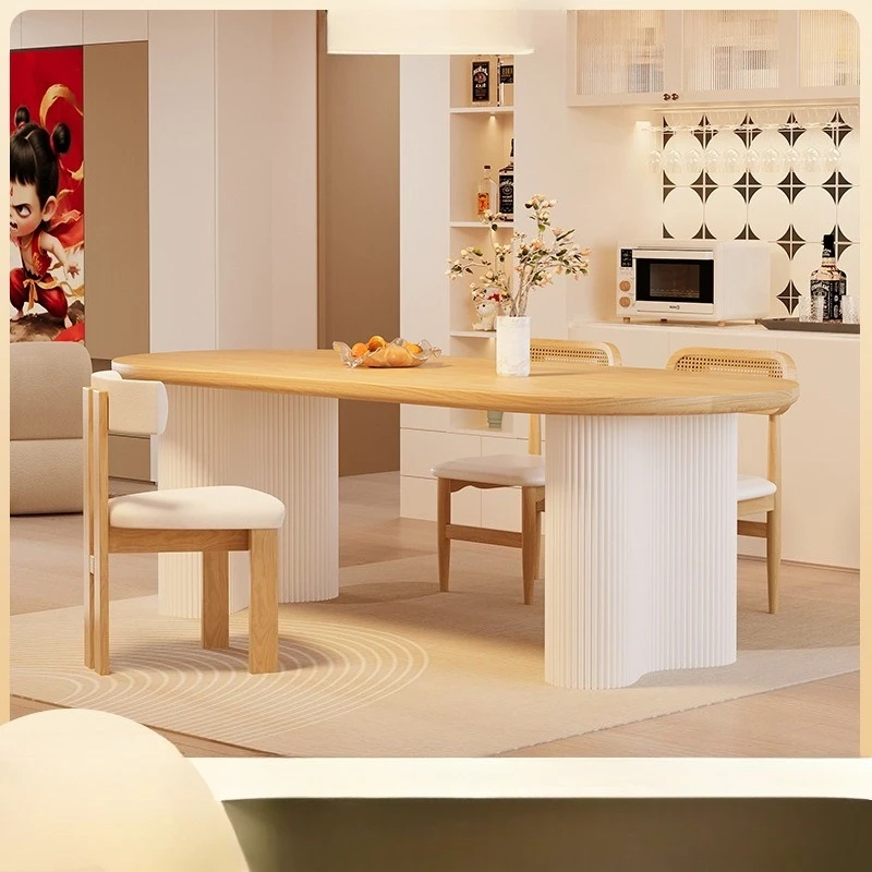 

chair combination high-end dining table living room log color negotiation table