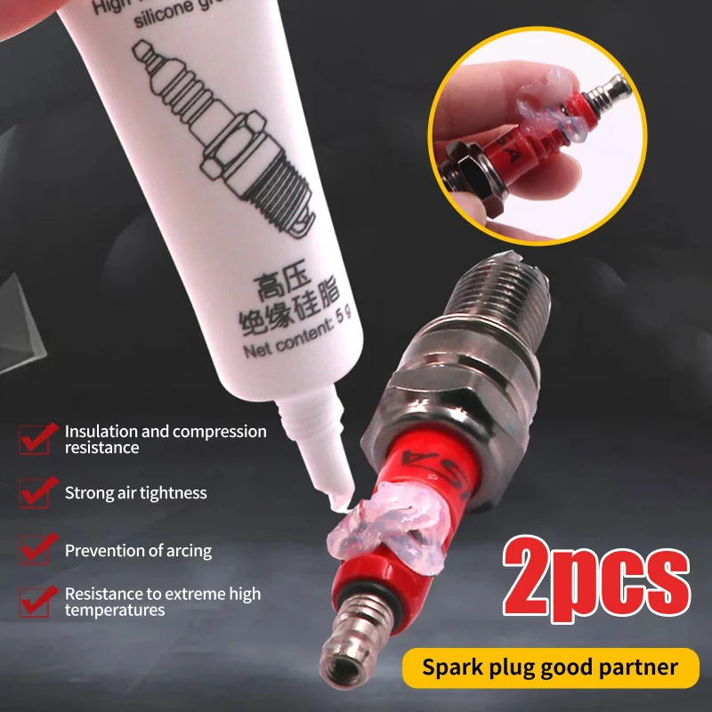 2pcs Car Spark Plug Insulating Grease Low Temperature Corrosion Resistance High Voltage Electrical Insulation Silicone Grease