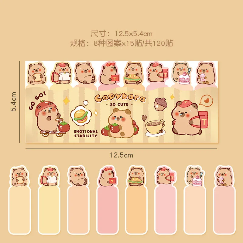 Imagem -06 - Kawaii Capybara Sticky Notes Urso Bonito Etiqueta n Times Papelaria Bloco de Notas Post Bookmark Escritório Material Escolar 36 Pcs Lote